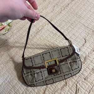 y2k Liz Clairborne brown and town wristlet/mini bag with gold hardware